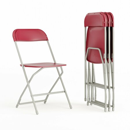 Flash Furniture Hercules Series Plastic Folding Chair Red - 4 Pack 650LB Weight Capacity Comfortable Event Chair-Lightweight Folding Chair 4-LE-L-3-RED-GG